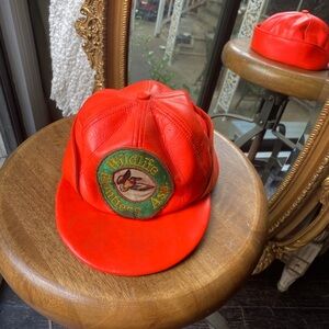 Orange Leather Wildlife Cap